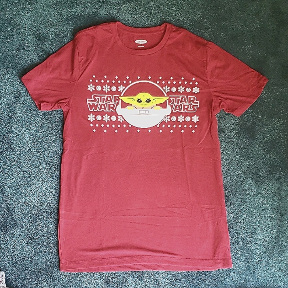 Grogu / Baby Yoda Snowflake Tshirt Deep Red/ Maroon